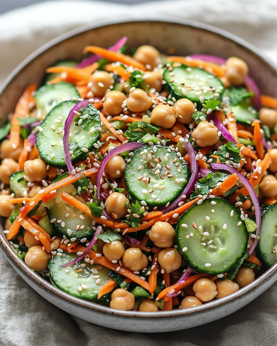 Asian Cucumber and Chickpea Slaw with Sesame Dressing