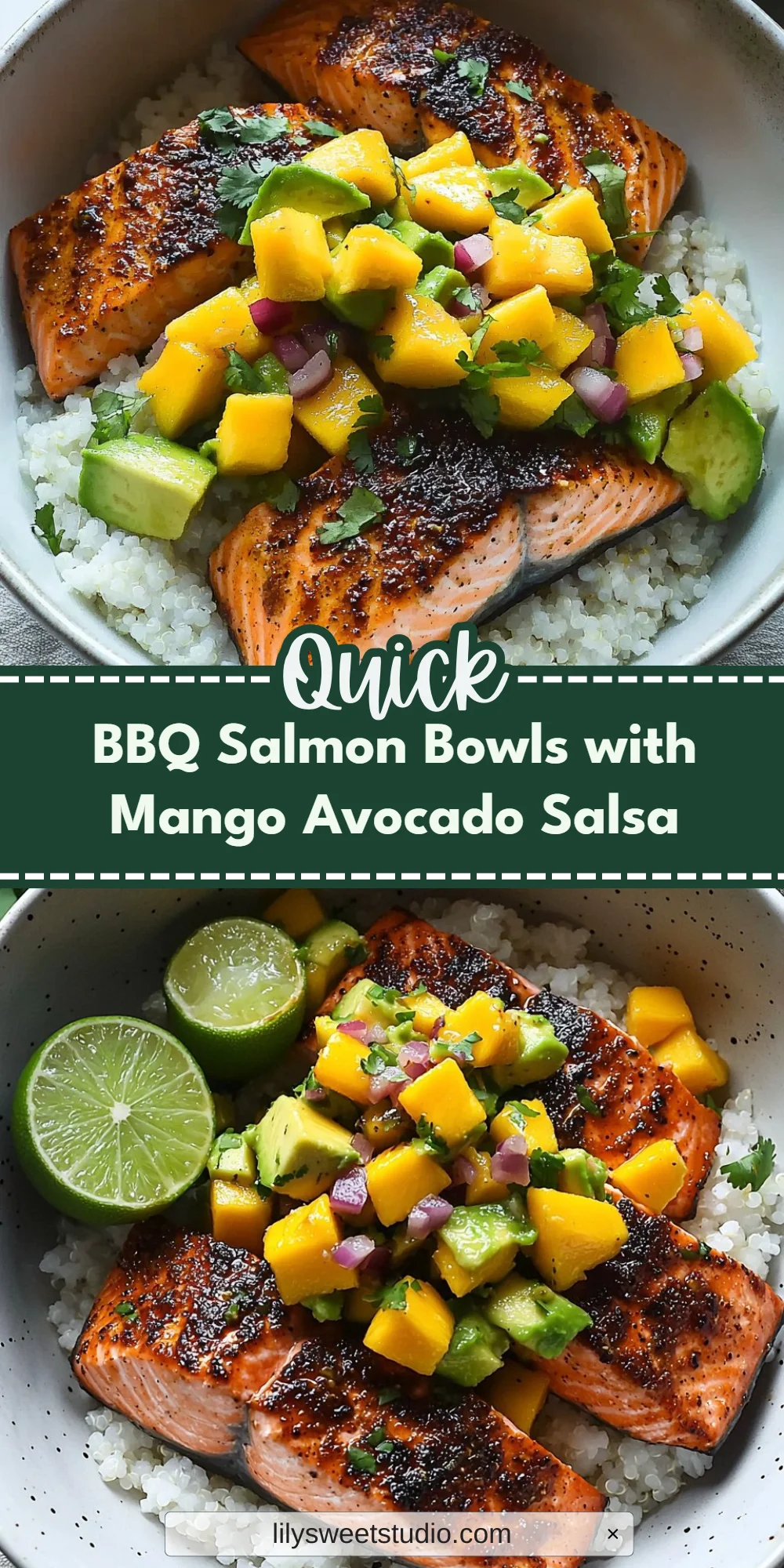 BBQ Salmon Bowls with Mango Avocado Salsa