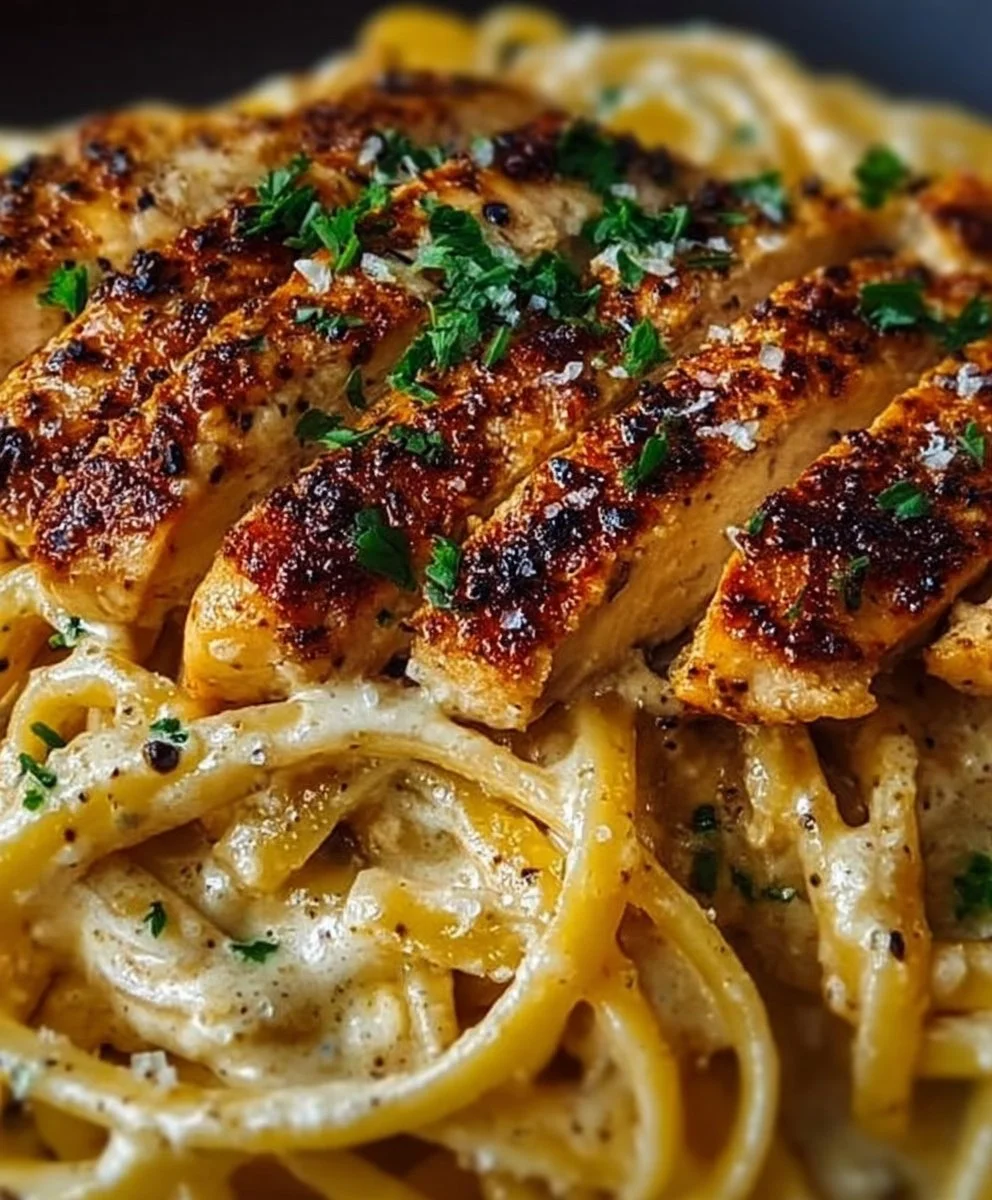 Cajun Chicken with Creamy Parmesan Linguine Pasta Recipe