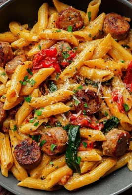 Delicious Cajun Sausage Pasta served in a bowl with spices and herbs
