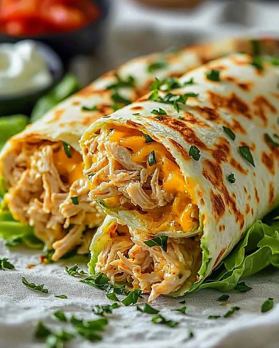 Cheesy Garlic Chicken Wraps