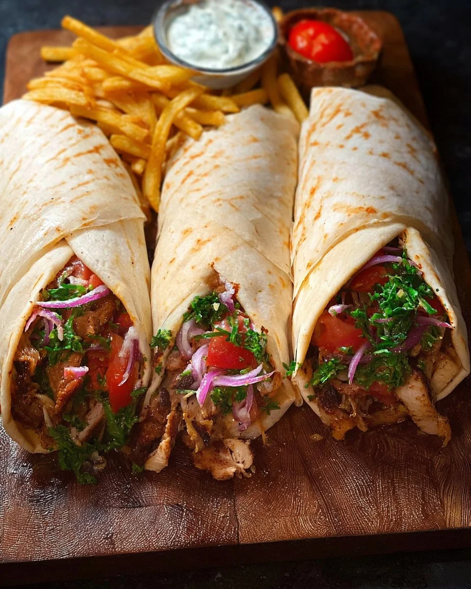 Delicious Chicken Shawarma Wrap with spiced chicken and fresh vegetables