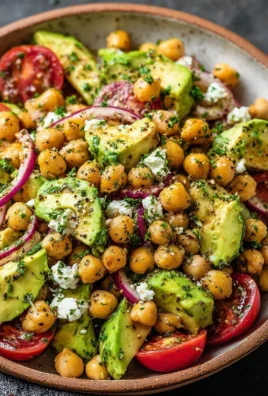 Chickpea Feta Avocado Salad served in a bowl