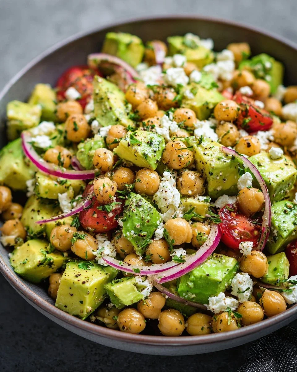 Chickpea Feta Avocado Salad