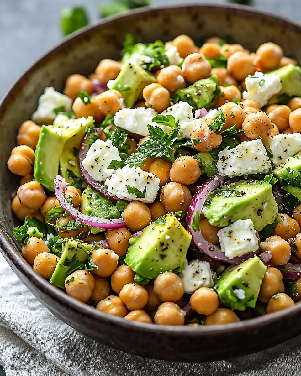 Chickpea Feta Avocado Salad