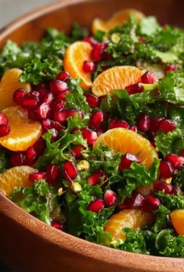 Colorful Citrus Pomegranate Kale Salad with fresh ingredients.