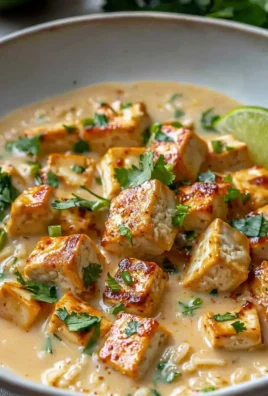Delicious Coconut Lime Tofu dish garnished with fresh lime and coconut.
