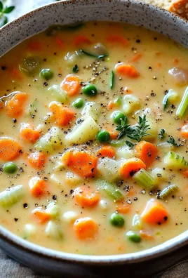 Bowl of comforting one-pot creamy vegetable soup with fresh vegetables.