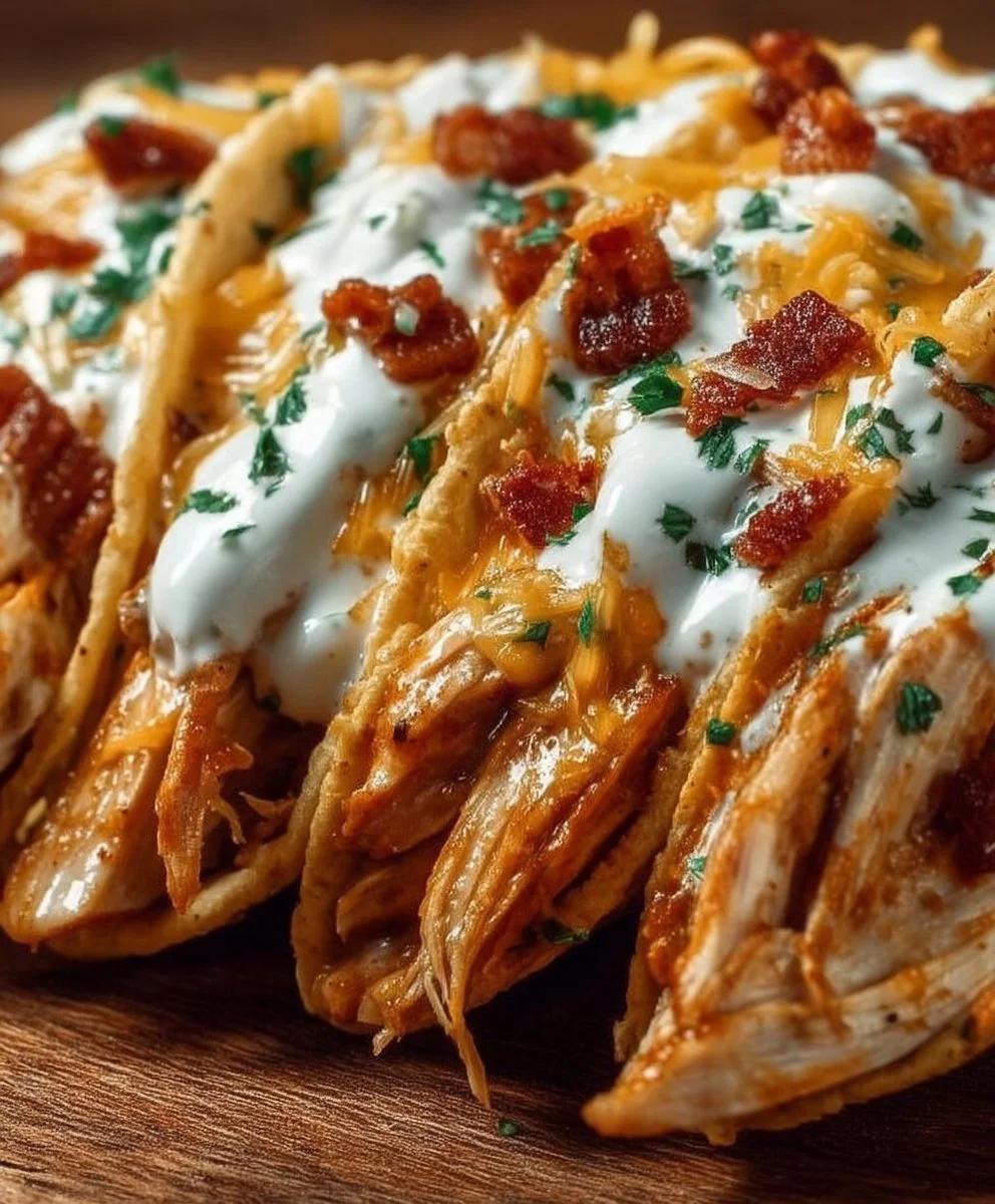 Creamy Cheddar Ranch Chicken Tacos