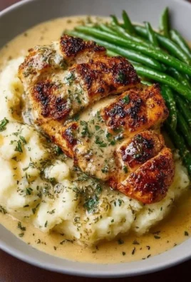 Creamy Garlic Parmesan Chicken Breast garnished with herbs and spices