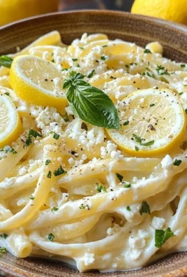 Creamy Lemon Feta Pasta dish garnished with fresh herbs
