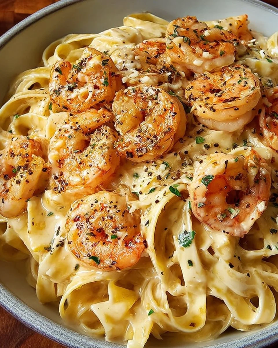 Creamy Shrimp Fettuccine Pasta With Homemade Alfredo Sauce