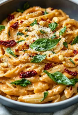 Creamy vegan sun-dried tomato pasta dish served in a bowl