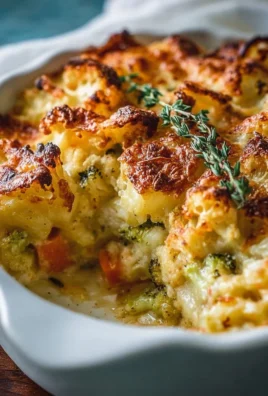 Creamy winter vegetable casserole topped with breadcrumbs and herbs.