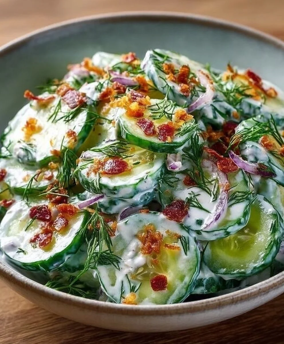 Delicious Cucumber Ranch Crack Salad with cucumbers and creamy dressing