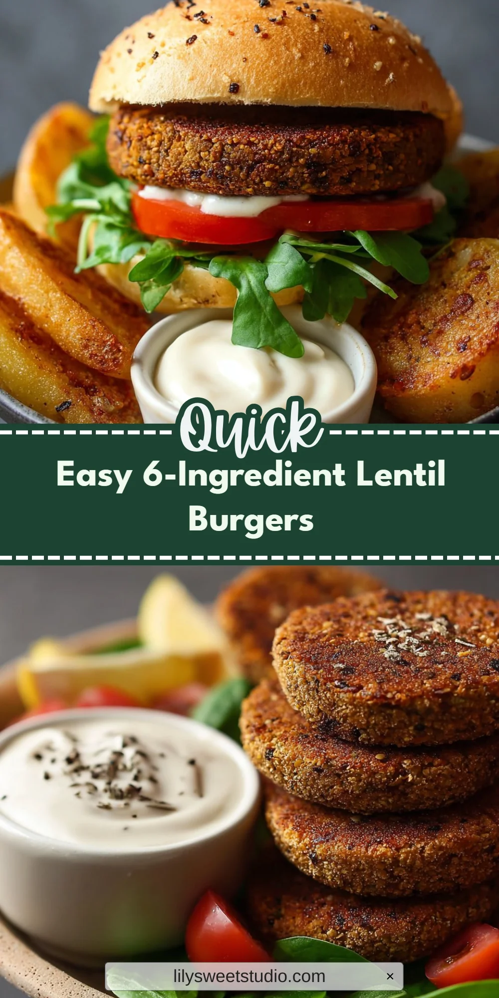Easy 6-Ingredient Lentil Burgers
