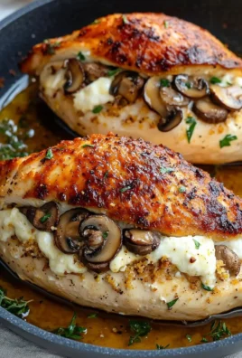 Flavorful mushroom stuffed chicken breast with herbs and spices