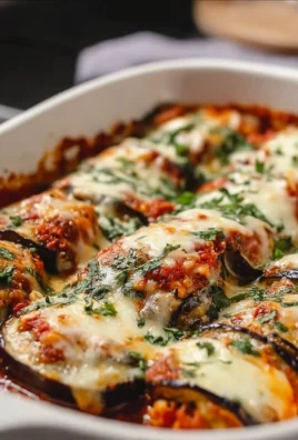 Fluffy Eggplant Rollatini Bake with layers of cheese and marinara sauce