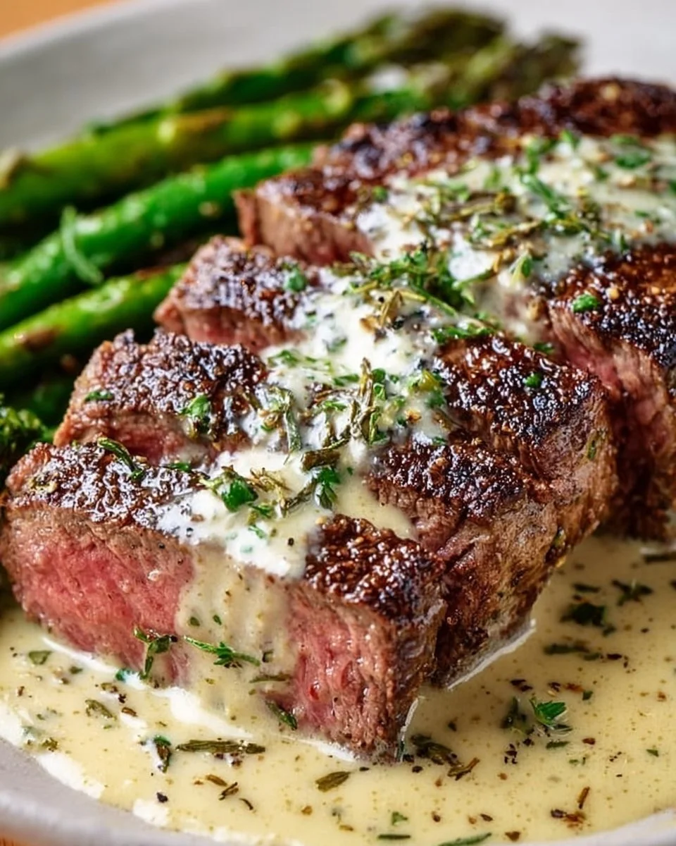 Garlic Butter Steak With Parmesan Cream Sauce