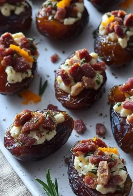 Delicious goats cheese stuffed dates served as an appetizer