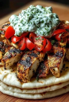 Greek Chicken Gyros with lemon-herb marinade and tzatziki sauce on a plate.