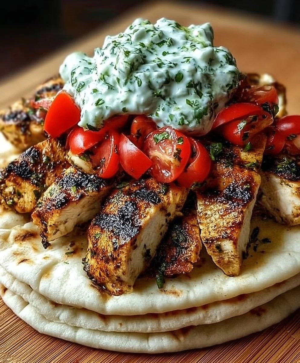 Greek Chicken Gyros with Lemon-Herb Marinade and Tzatziki