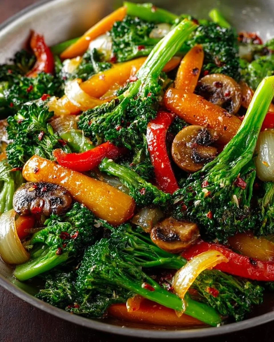 Colorful plate of healthy sautéed vegetables served as a nutritious side dish