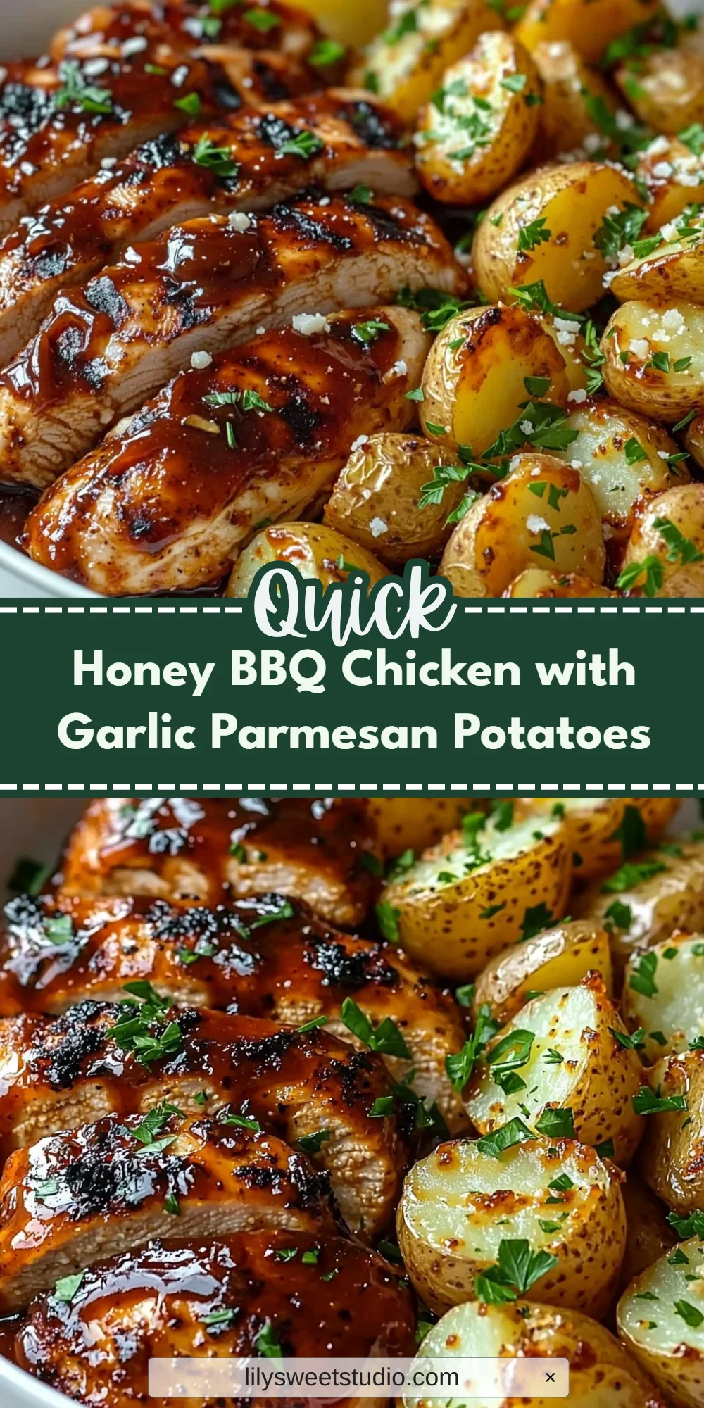 Honey BBQ Chicken with Garlic Parmesan Potatoes