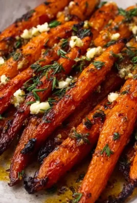 Plate of honey garlic roasted carrots garnished with herbs