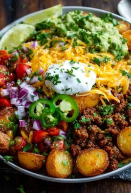 Loaded Potato Taco Bowl with toppings and ingredients served in a stylish bowl