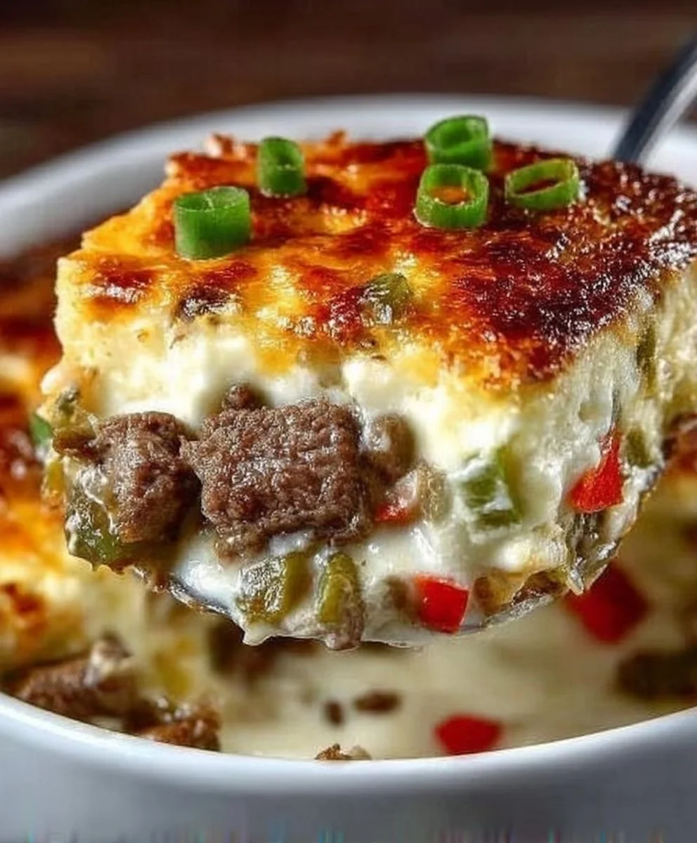 Low Carb Philly Cheesesteak Casserole