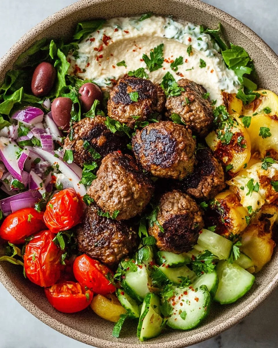 Mediterranean Beef Meatball Bowl