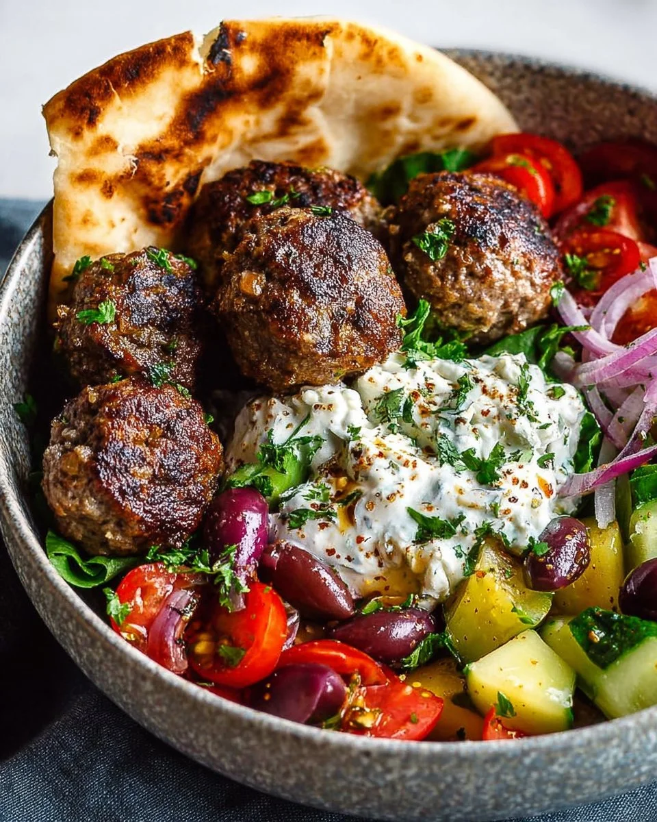 Mediterranean Beef Meatball Bowl