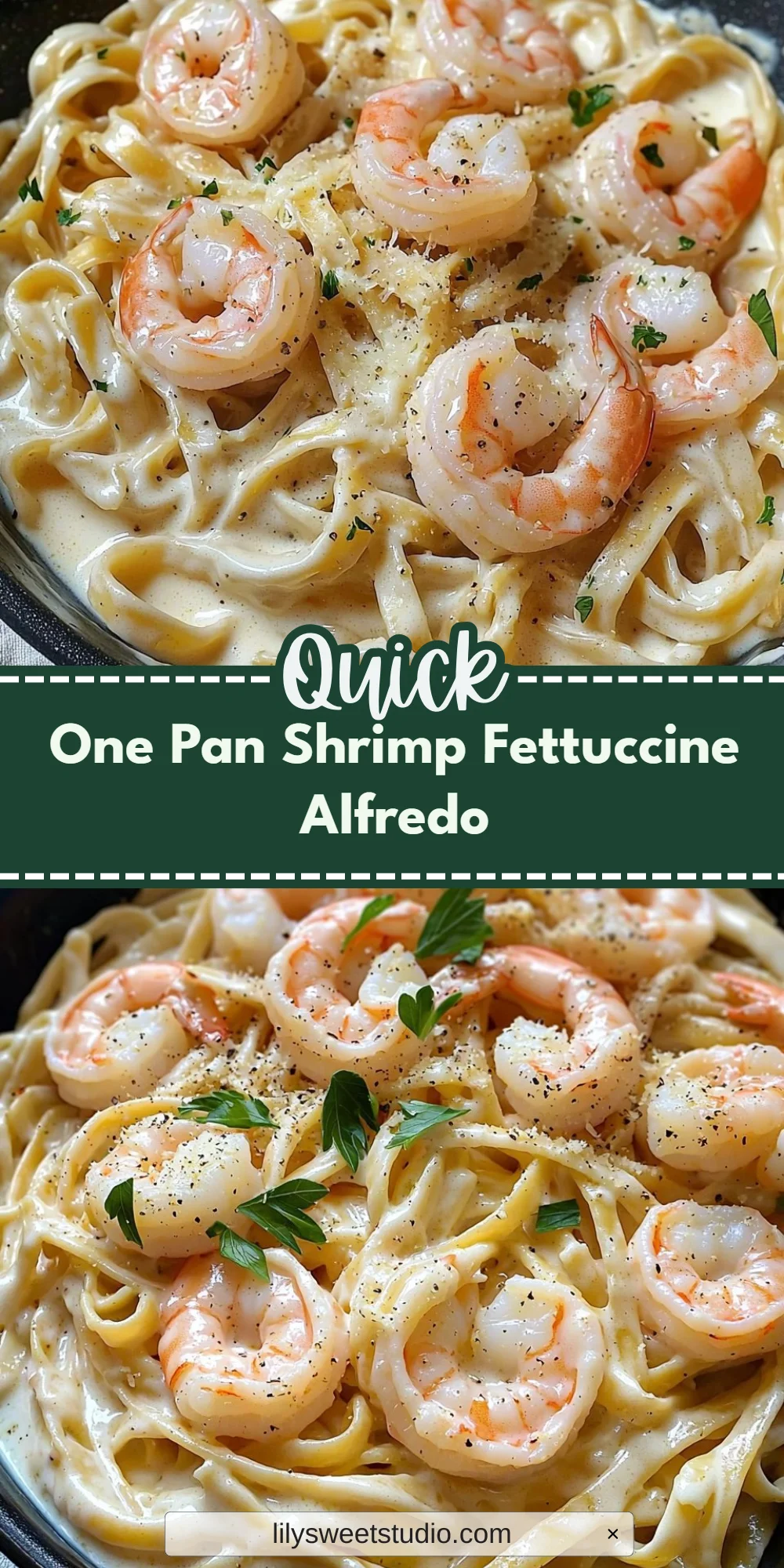 One Pan Shrimp Fettuccine Alfredo