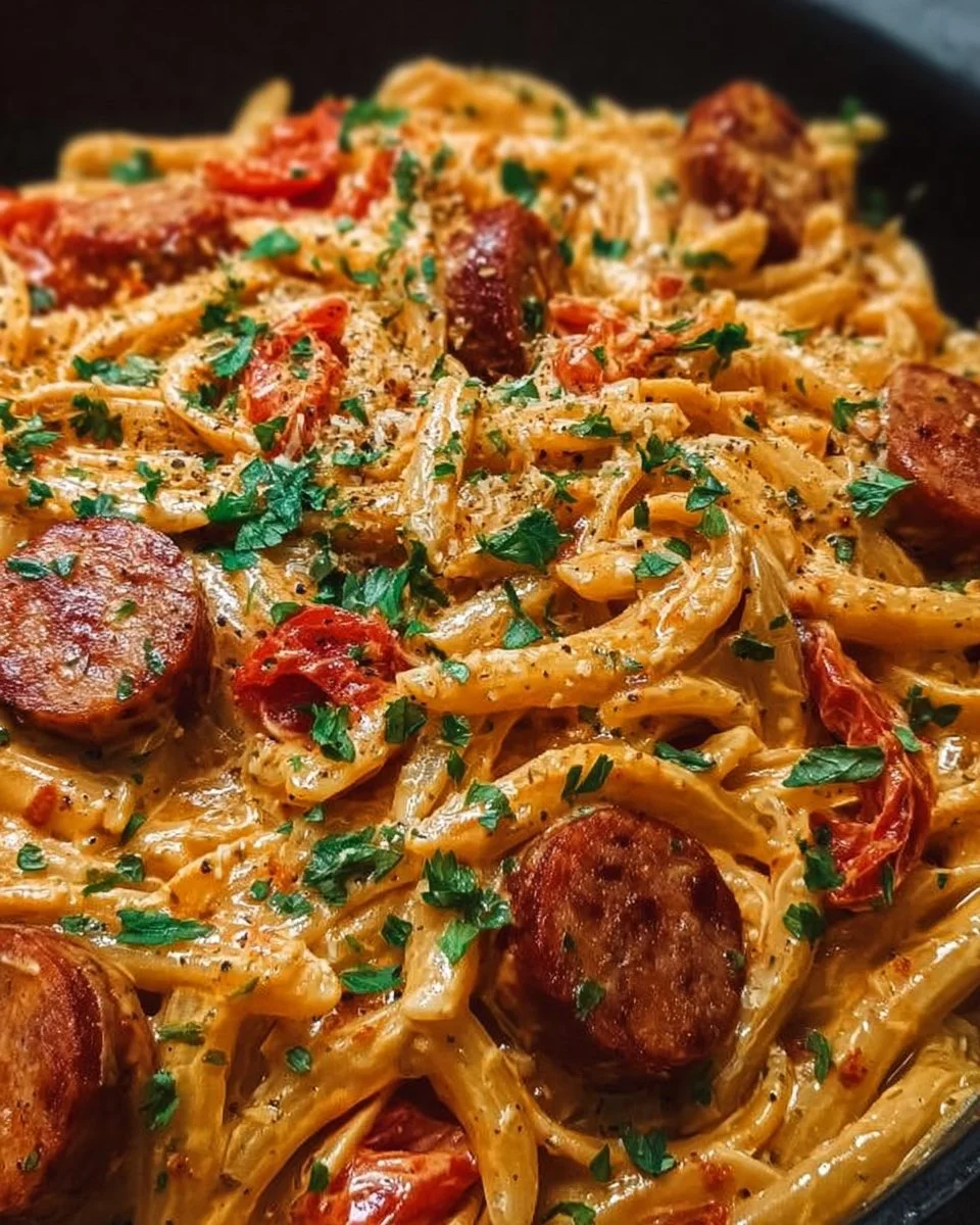 One-Pot Creamy Spicy Cajun Sausage Pasta