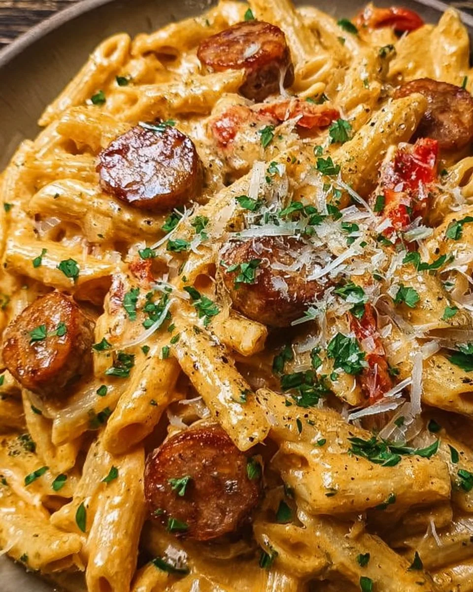 One-Pot Creamy Spicy Cajun Sausage Pasta