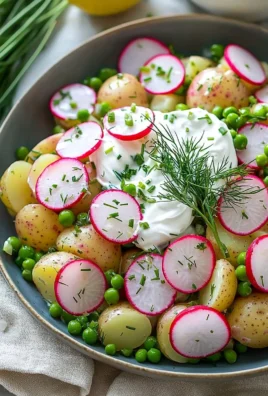 Delicious potato salad with radishes in a serving bowl