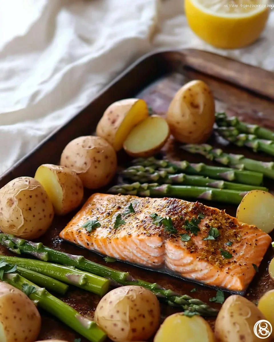 Salmon, Potato, + Asparagus Sheet Pan Meal