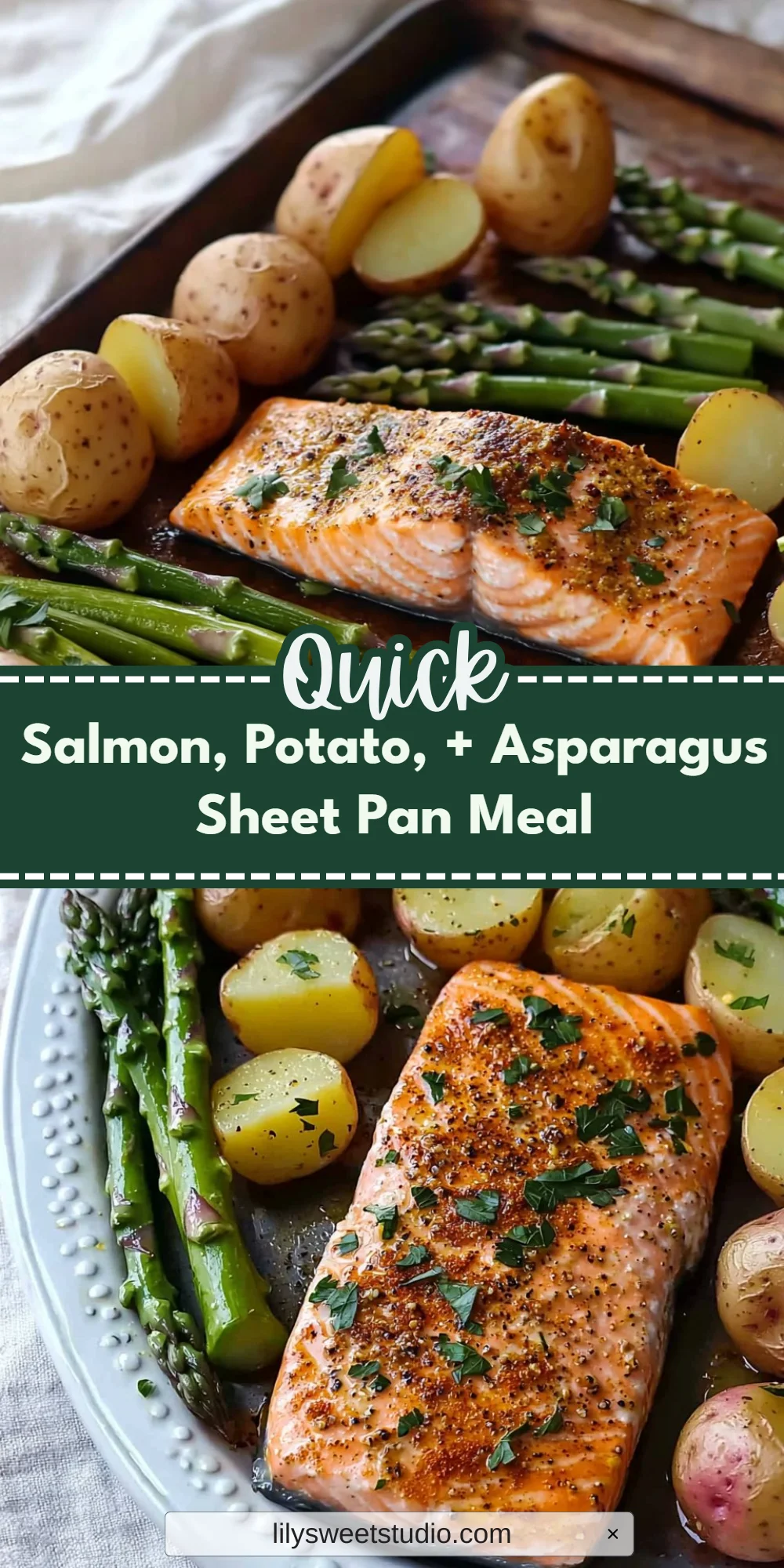 Salmon, Potato, + Asparagus Sheet Pan Meal