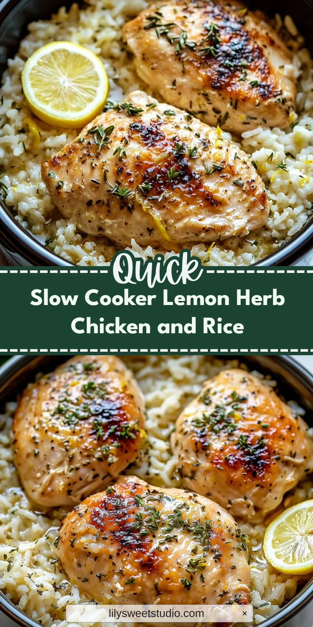 Slow Cooker Lemon Herb Chicken and Rice