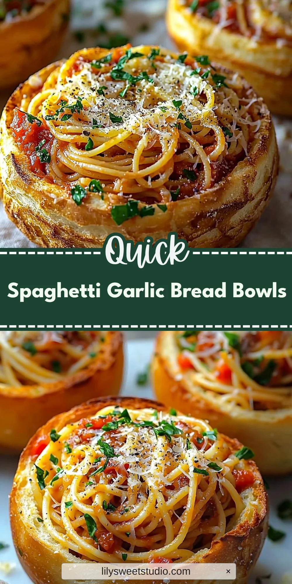 Spaghetti Garlic Bread Bowls