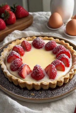 Delicious strawberry custard tart with fresh strawberries and creamy custard filling.