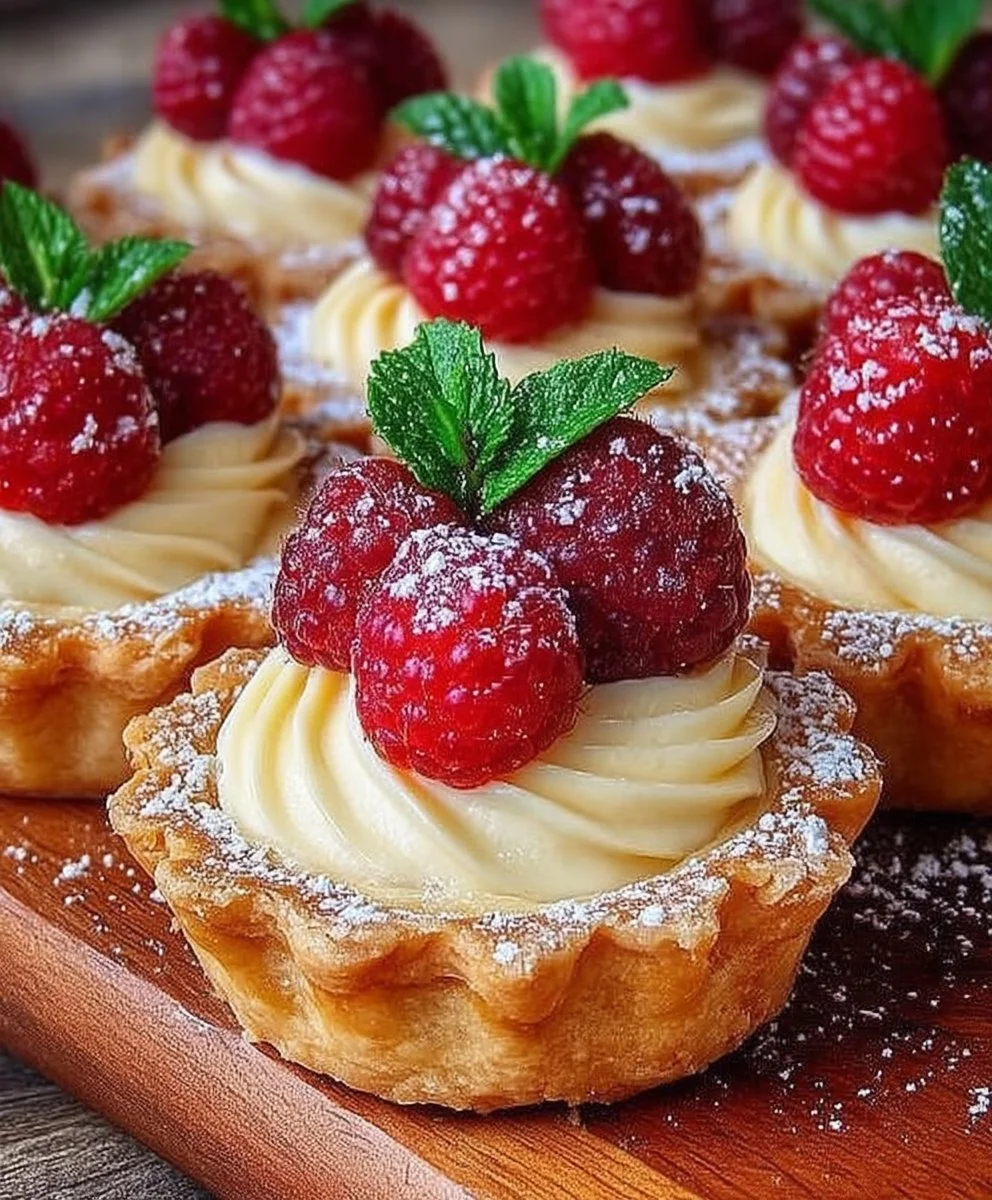 Vanilla Cream Tarts with Fresh Raspberries