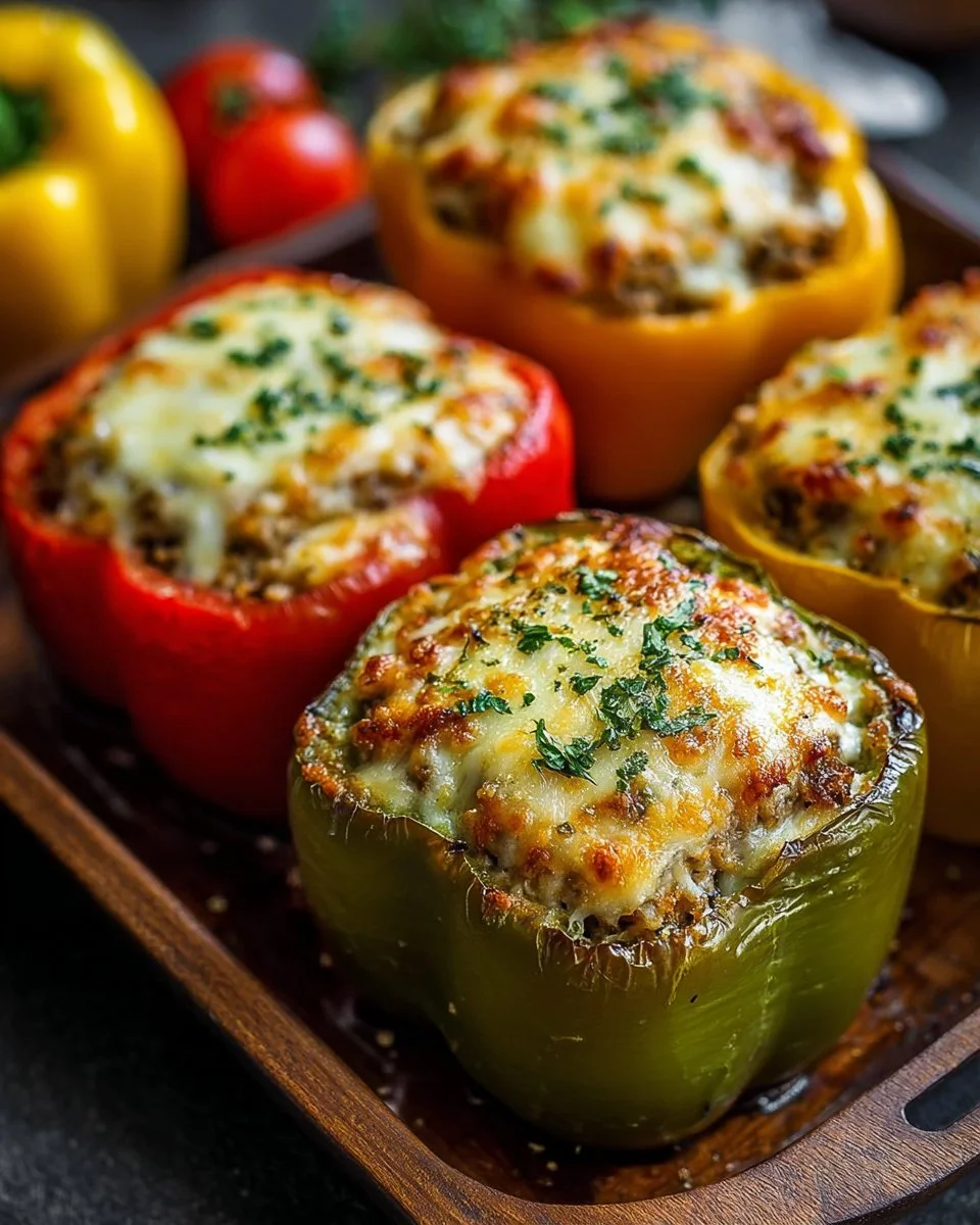 Delicious vegetarian stuffed bell peppers filled with grains and vegetables