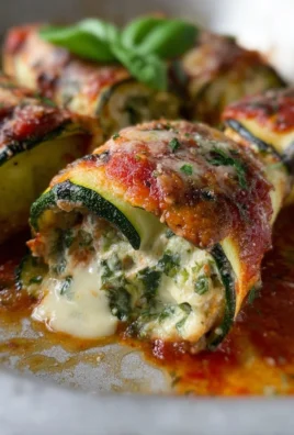 Plate of delicious Zucchini Rollatini with cheese and herbs.