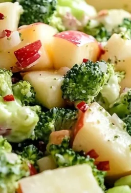 Delicious Apple Broccoli Salad with fresh apples and broccoli garnish