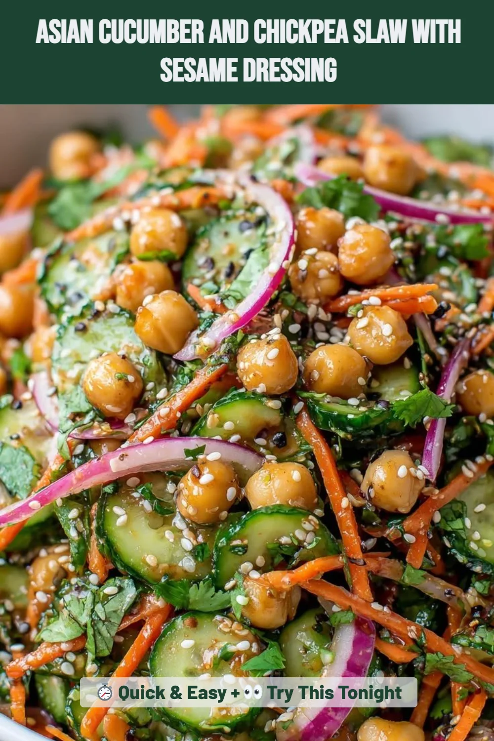 Asian Cucumber and Chickpea Slaw with Sesame Dressing