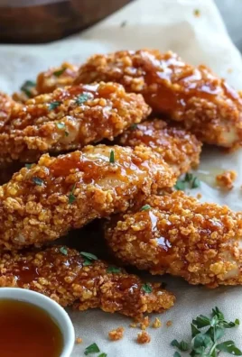 Baked Crunchy Hot Honey Chicken served on a plate with a side of greens