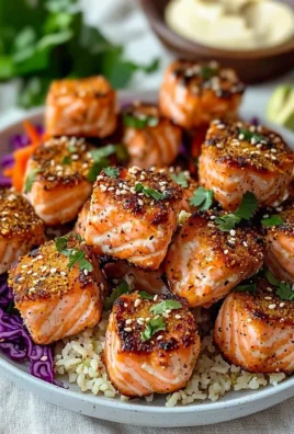 Bang Bang Salmon Bites served with a spicy dipping sauce