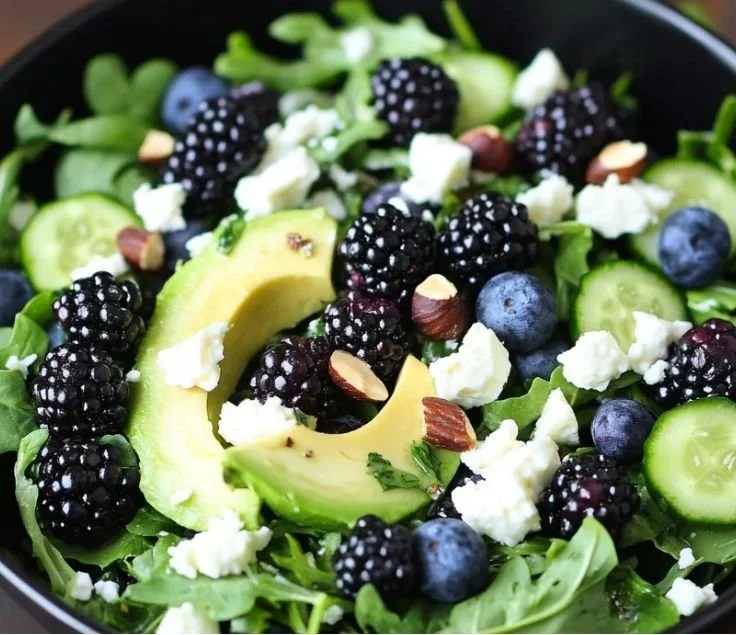 Delicious Blackberry Avocado Salad with fresh ingredients for a healthy dish